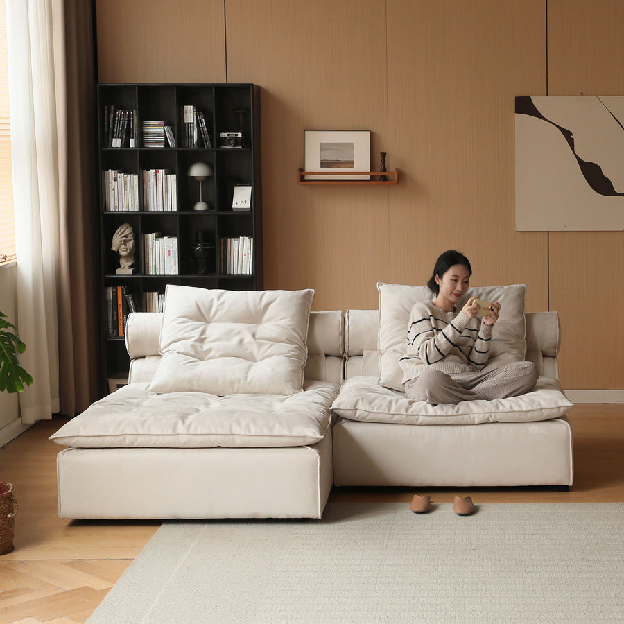 Contemporary suede fabric modular l shape sectional sofa 2+l bloom primary product view.