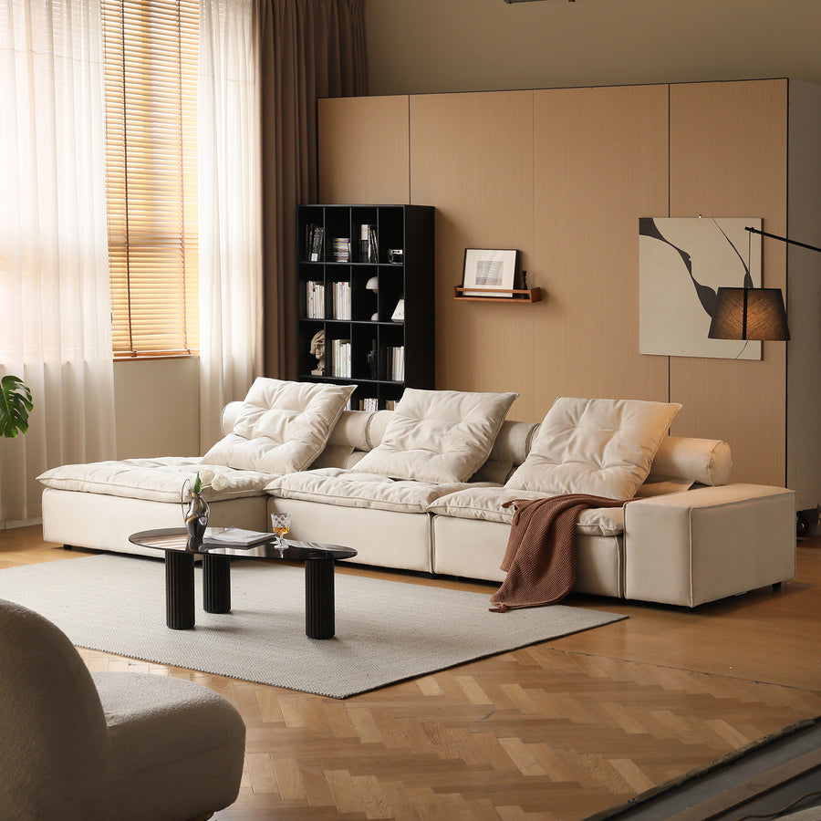 Contemporary suede fabric modular l shape sectional sofa 4+l bloom primary product view.