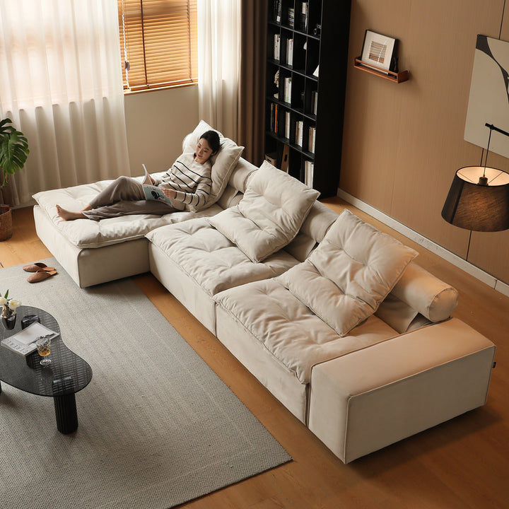 Contemporary suede fabric modular l shape sectional sofa 4+l bloom detail 9.
