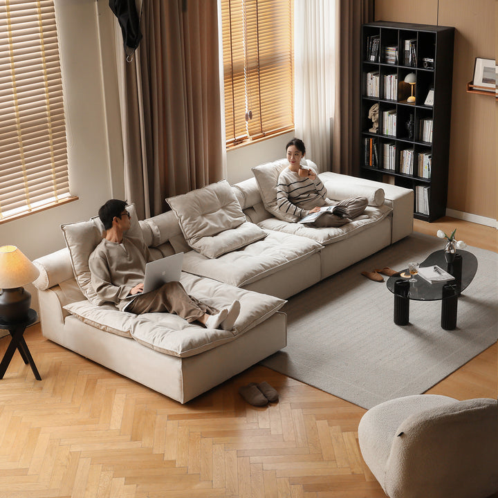 Contemporary suede fabric modular l shape sectional sofa 4+l bloom detail 6.