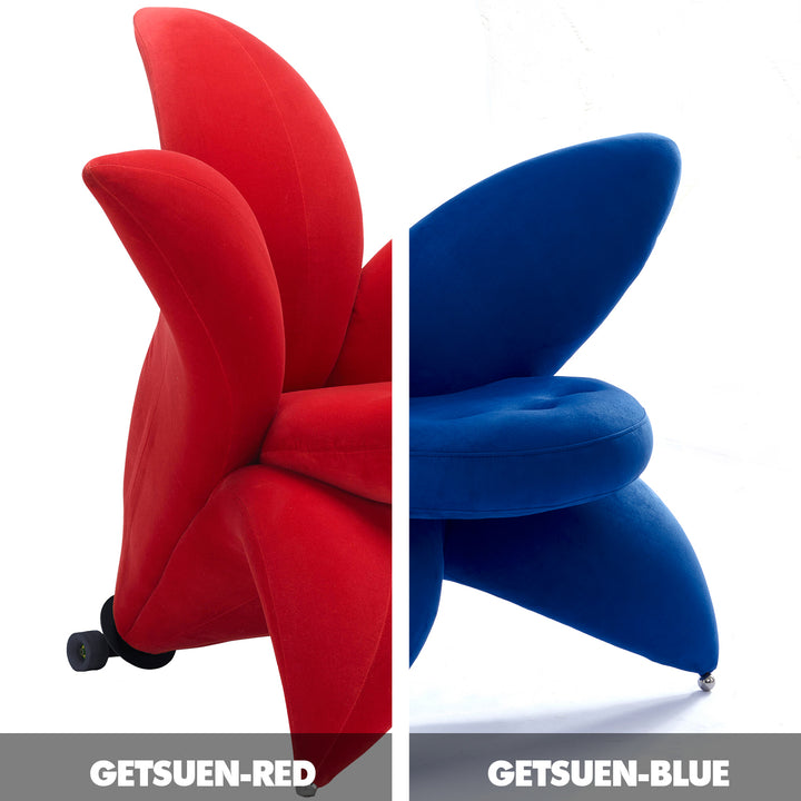 Contemporary velvet 1 seater sofa chair getsuen color swatches.