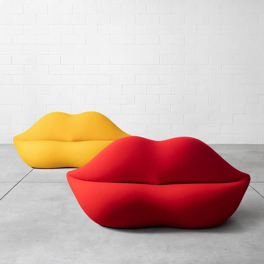 Contemporary velvet 2 seater sofa bocca primary product view.