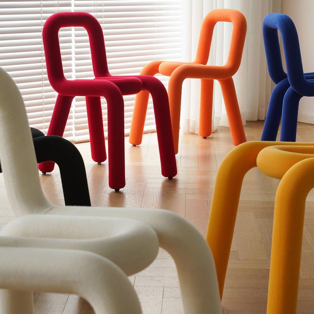 Bauhausvelvet fabric dining chair bold detail 3.