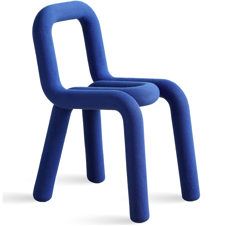 Contemporary velvet fabric dining chair bold in white background.