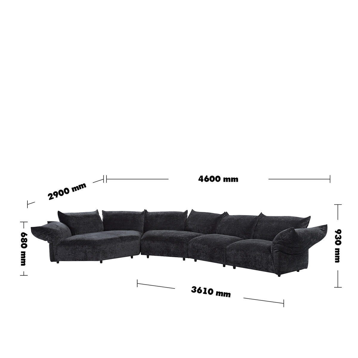 Bauhaus velvet fabric l shape sectional sofa flower 4+l size charts.