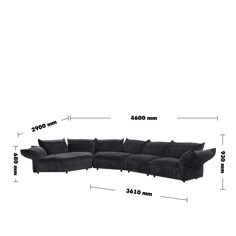 Bauhaus velvet fabric l shape sectional sofa flower 4+l size charts.