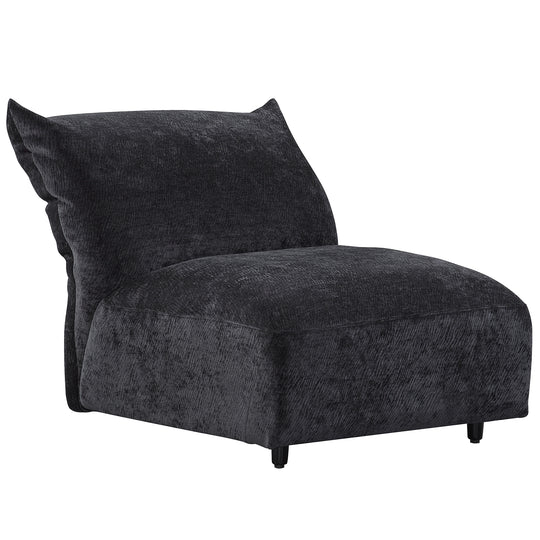 Contemporary velvet fabric modular armless 1 seater sofa flower in white background.
