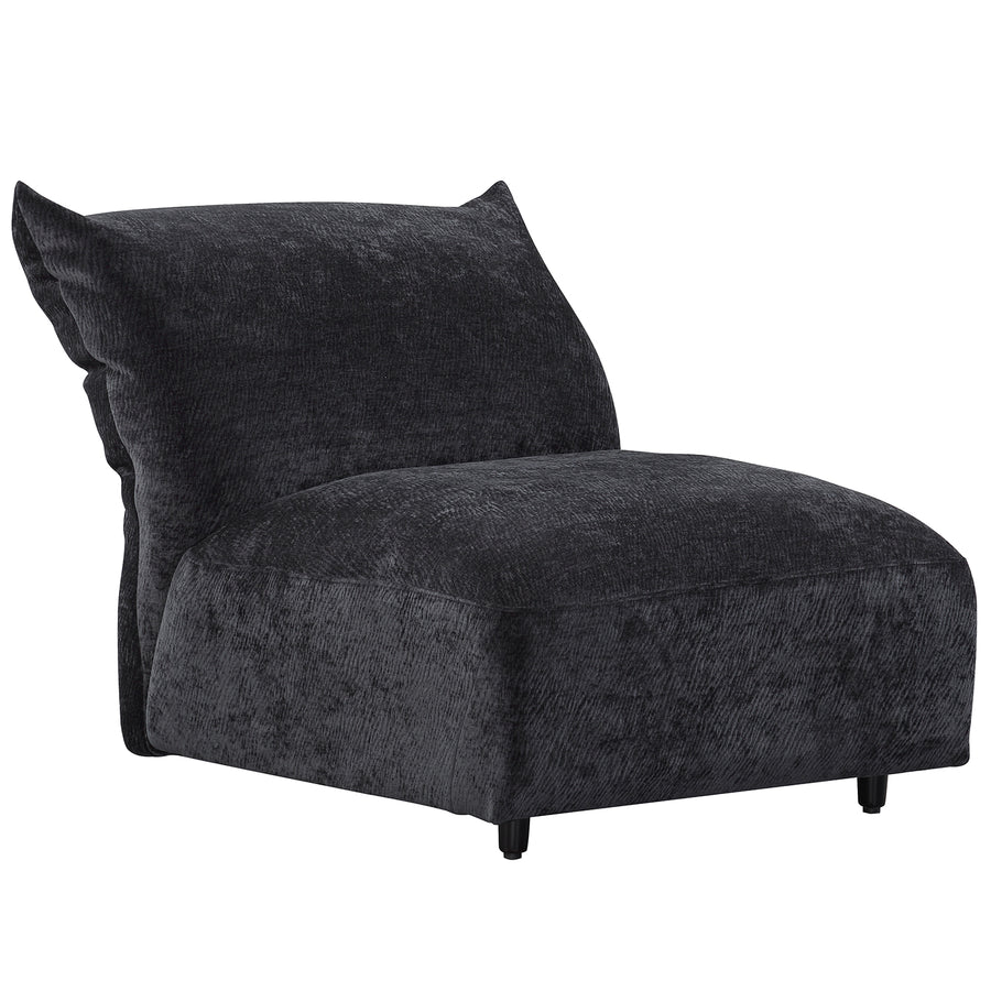 Contemporary velvet fabric modular armless 1 seater sofa flower in white background.