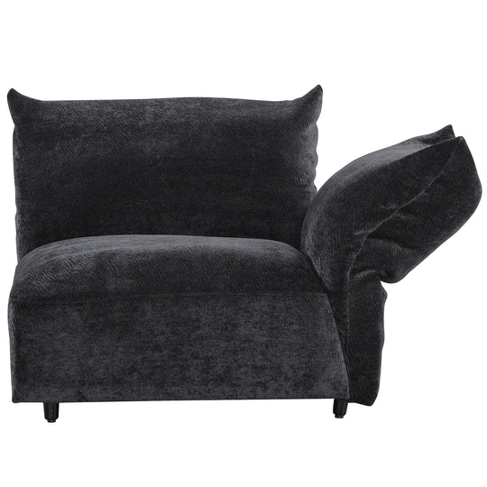 Contemporary velvet fabric modular corner 1 seater sofa flower in white background.