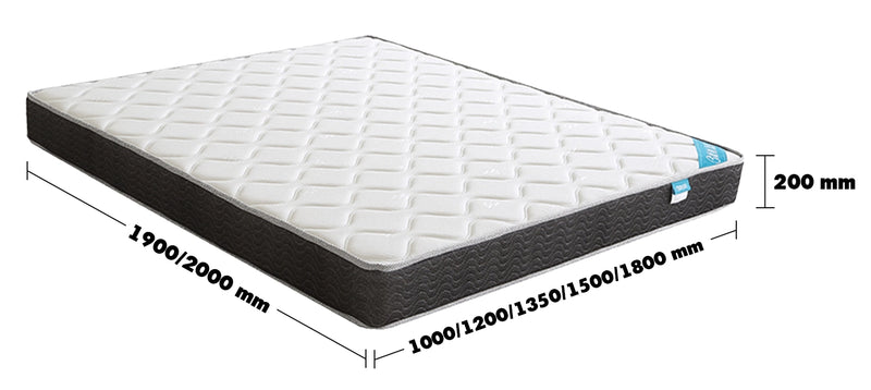 20cm Coil Spring Mattress SIMO Size Chart