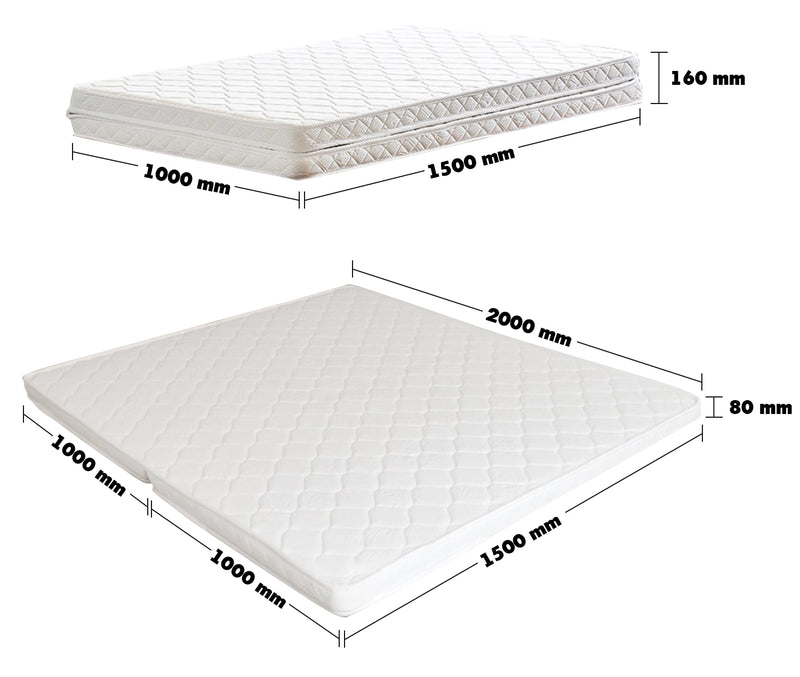8cm Coconut Palm Foldable Mattress SIMI Size Chart