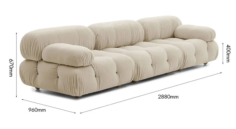 Bauhaus Fabric 3 Seater Sofa CAMALEONDA Size Chart