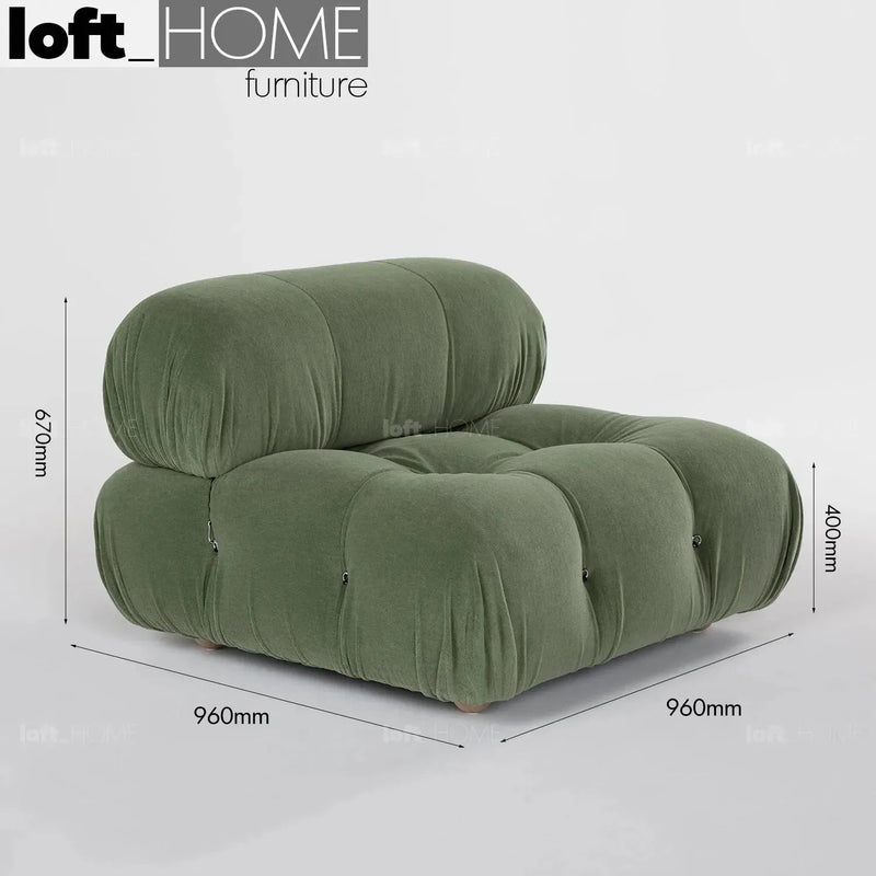 Bauhaus Fabric 1 Seater Sofa CAMALEONDA Size Chart