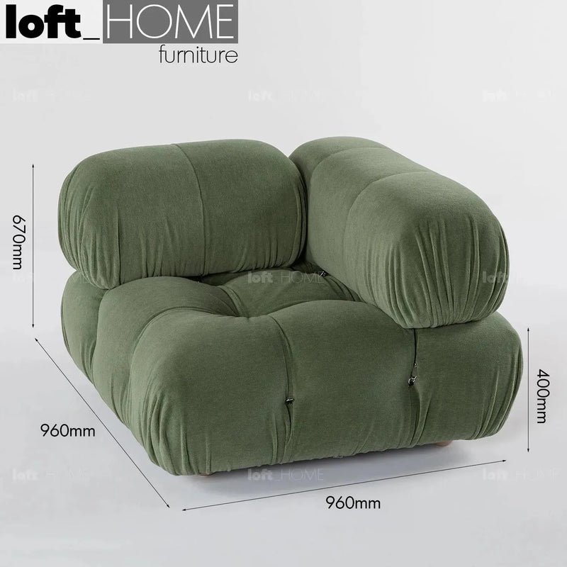 Bauhaus Fabric 1 Seater Sofa Corner Connection CAMALEONDA Size Chart