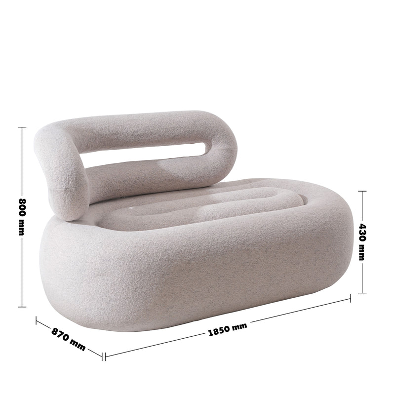 Cream Boucle 2 Seater Sofa MERINGUE Size Chart
