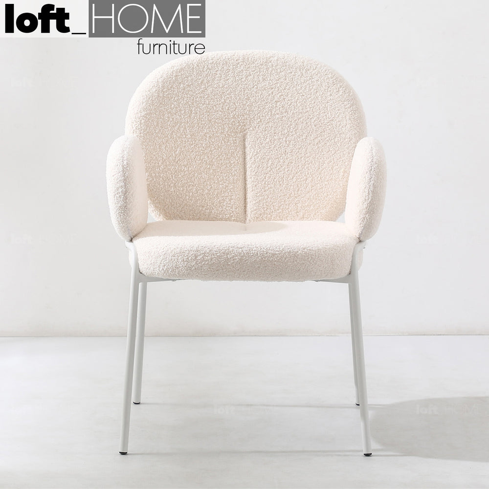Cream boucle dining chair pavlova i primary product view.