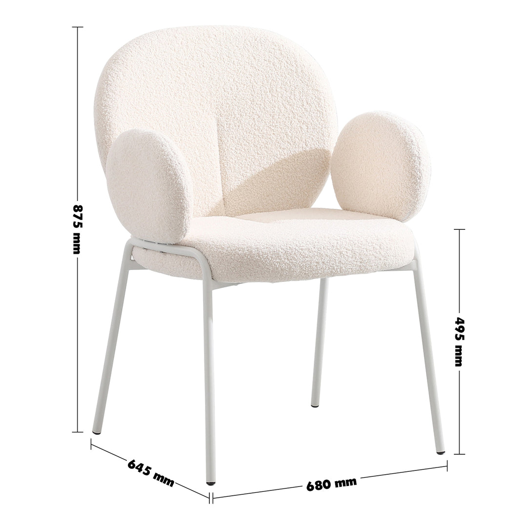 Cream boucle dining chair pavlova i size charts.