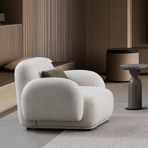 Cream Boucle Fabric 1 Seater Sofa PLUUM Good to Know Preview-1