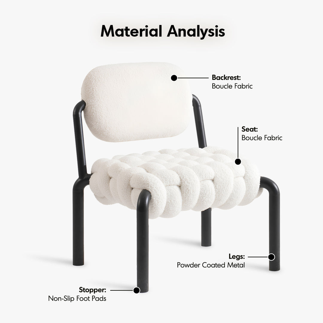 Cream boucle fabric 1 seater sofa souffle conceptual design.