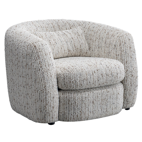 Cream boucle fabric 1 seater sofa tofu in white background.
