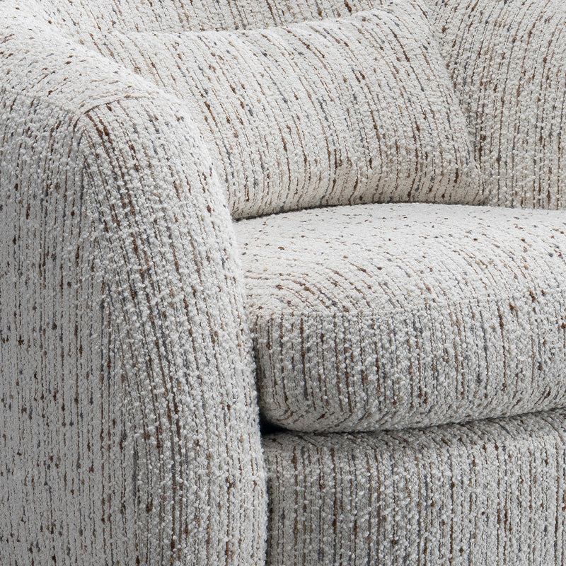Cream boucle fabric 1 seater sofa tofu with context.