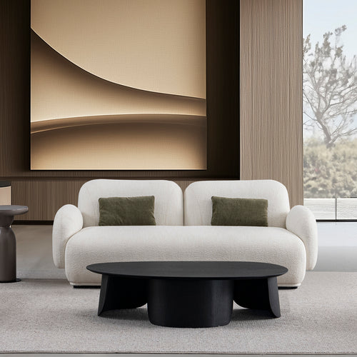 Cream Boucle Fabric 2 Seater Sofa PLUUM Good to Know Preview-1