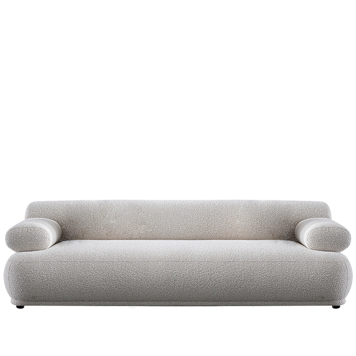 Cream boucle fabric 3 seater sofa mochi in white background.