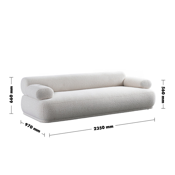 Cream boucle fabric 3 seater sofa mochi size charts.
