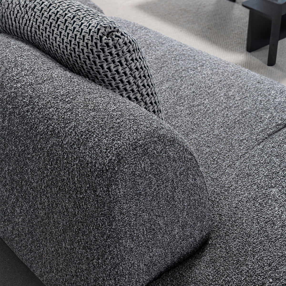 Cream boucle fabric 5 seater sofa vuum material variants.