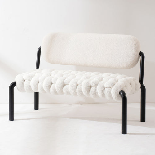 Cream Boucle Fabric Dining Bench SOUFFLE Good to Know Preview-1