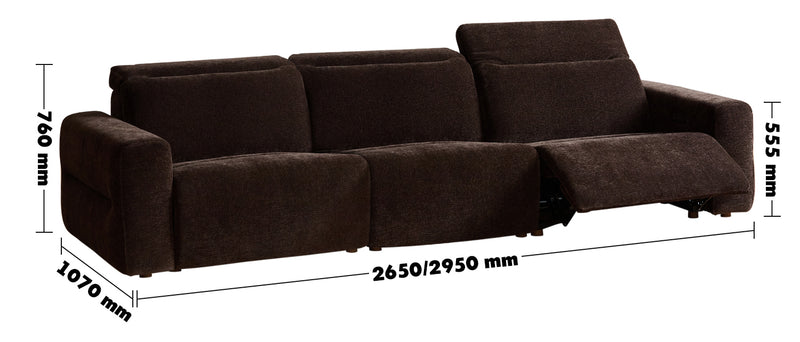 Cream Chenille Velvet Fabric Electric Recliner 4 Seater Sofa LOLO Size Chart