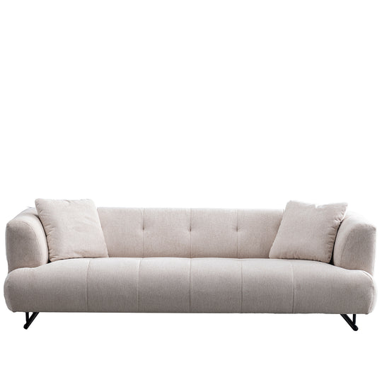 Cream cotton fabric 3 seater sofa verdo in white background.
