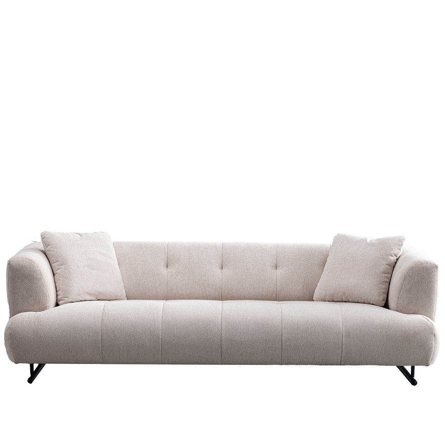 Cream cotton fabric 3 seater sofa verdo in white background.