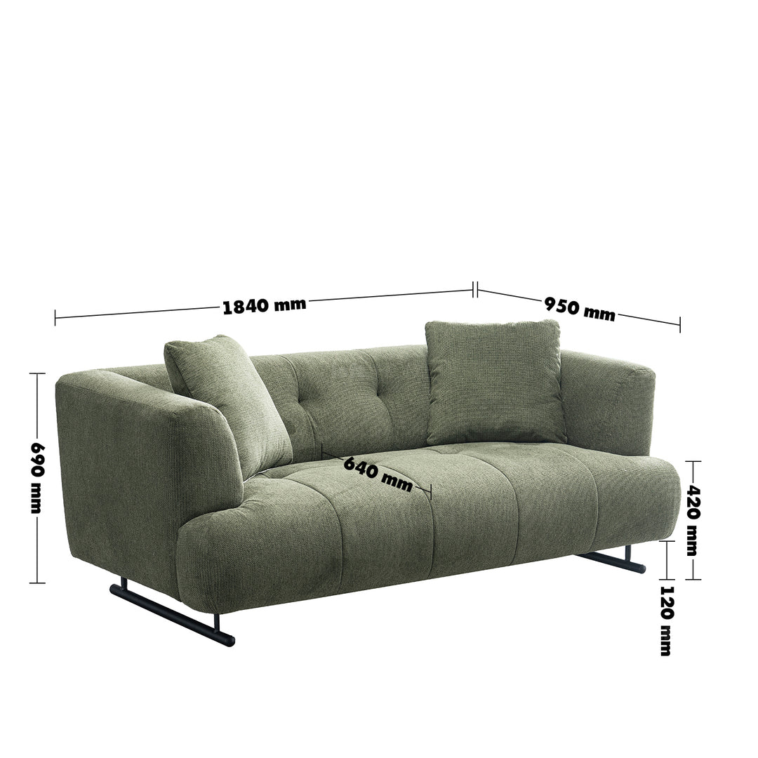 Cream cotton fabric 2 seater sofa verdo size charts.