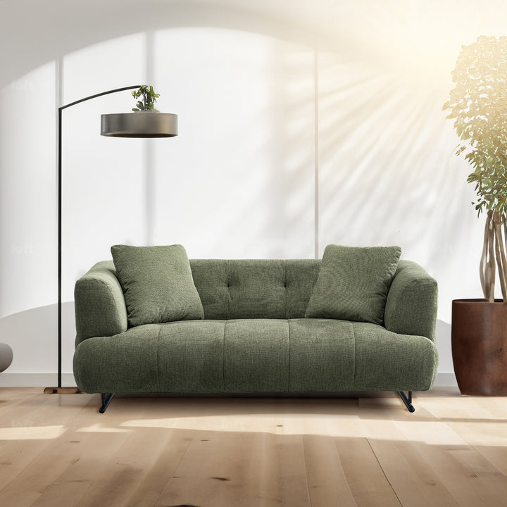 Cream cotton fabric 2 seater sofa verdo color swatches.