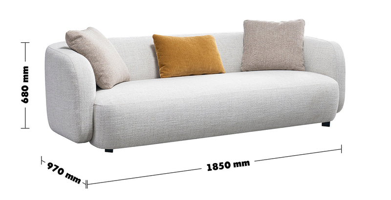 Cream Mixed Weave Fabric 2 Seater Sofa LUMA Size Chart