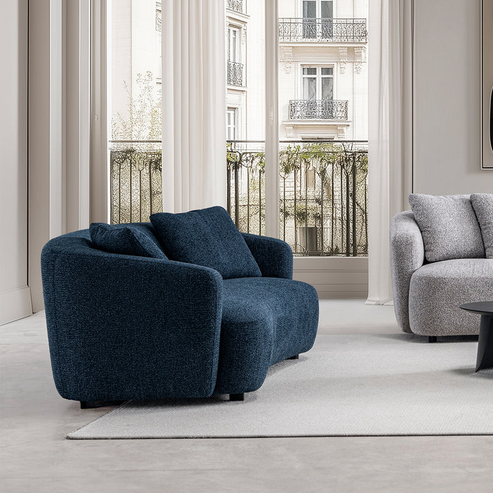 Cream mixed weave fabric 2 seater sofa navi primary product view.