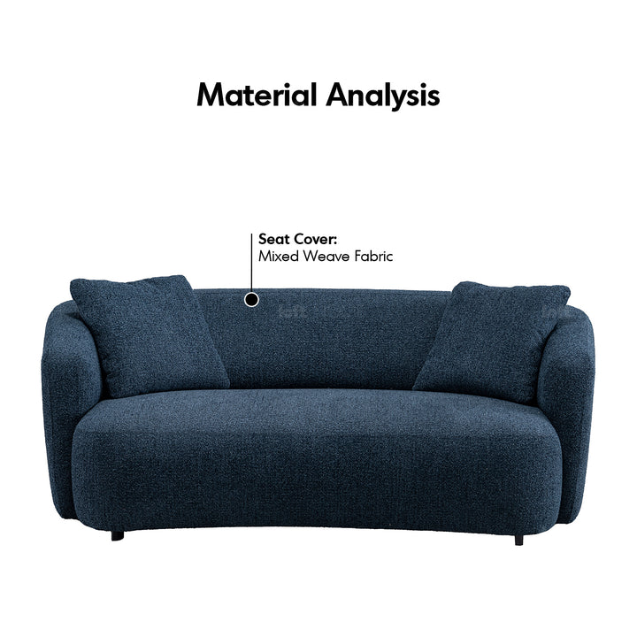 Cream mixed weave fabric 2 seater sofa navi in close up details.