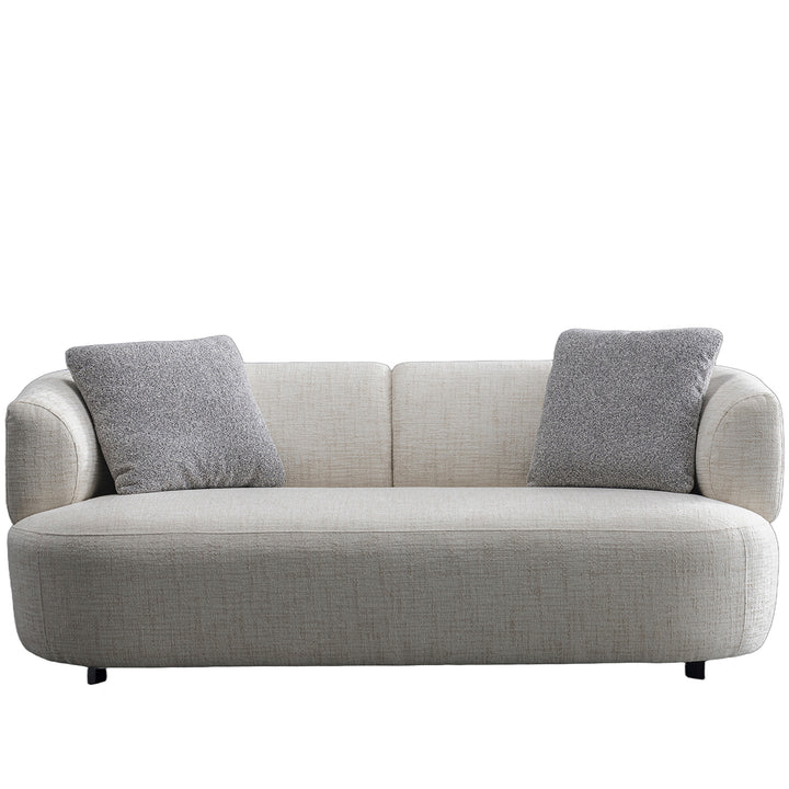 Cream mixed weave fabric 2 seater sofa noiry in white background.