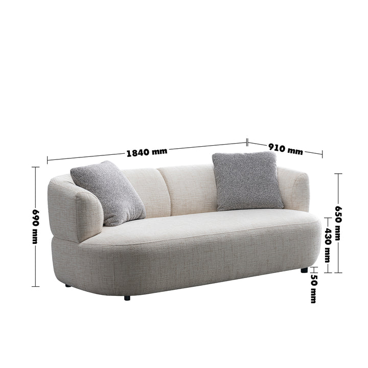 Cream mixed weave fabric 2 seater sofa noiry size charts.