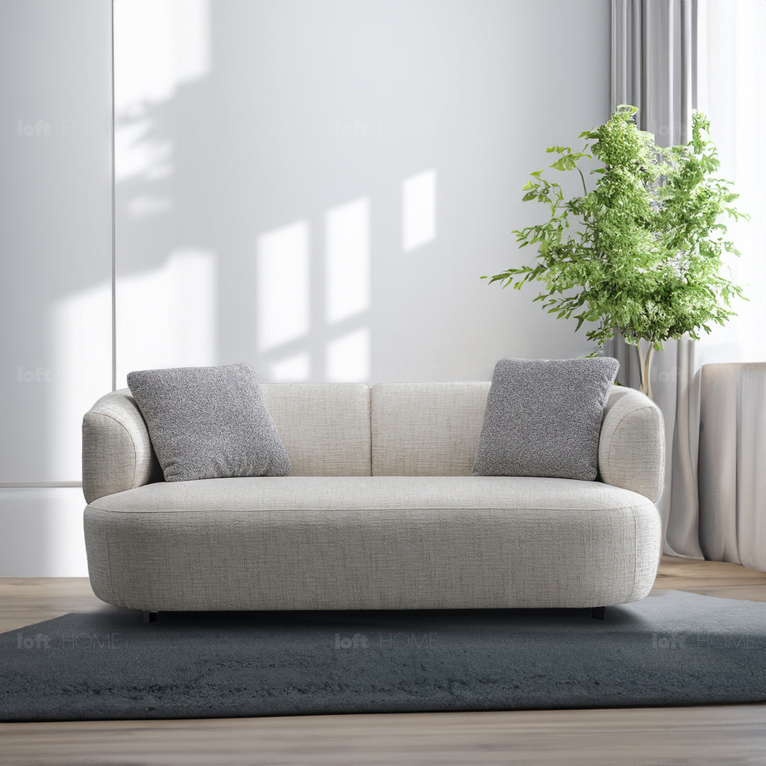 Cream mixed weave fabric 2 seater sofa noiry color swatches.