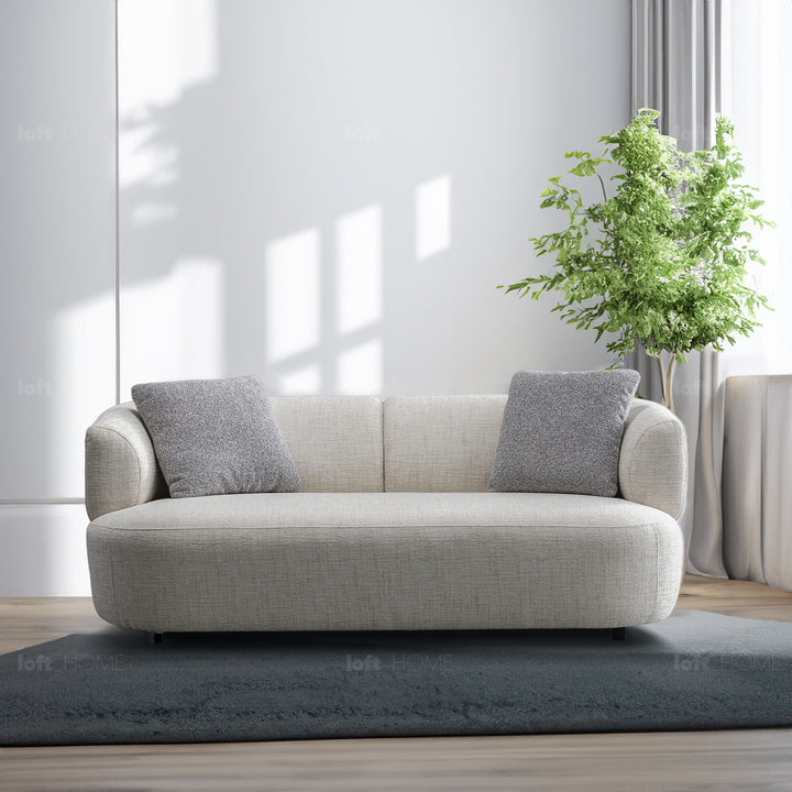 Cream mixed weave fabric 2 seater sofa noiry color swatches.