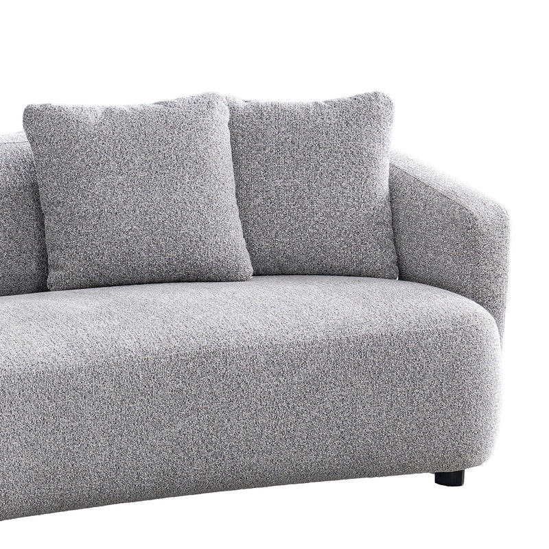 Cream mixed weave fabric 3 seater sofa navi in details.
