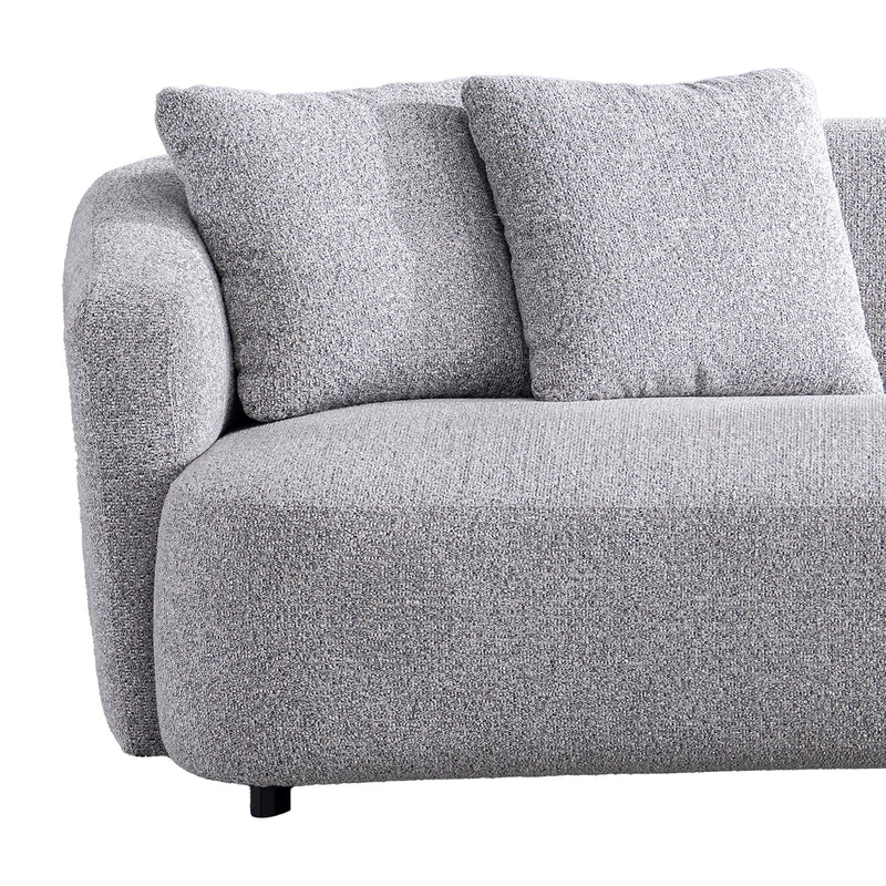 Cream mixed weave fabric 3 seater sofa navi in close up details.