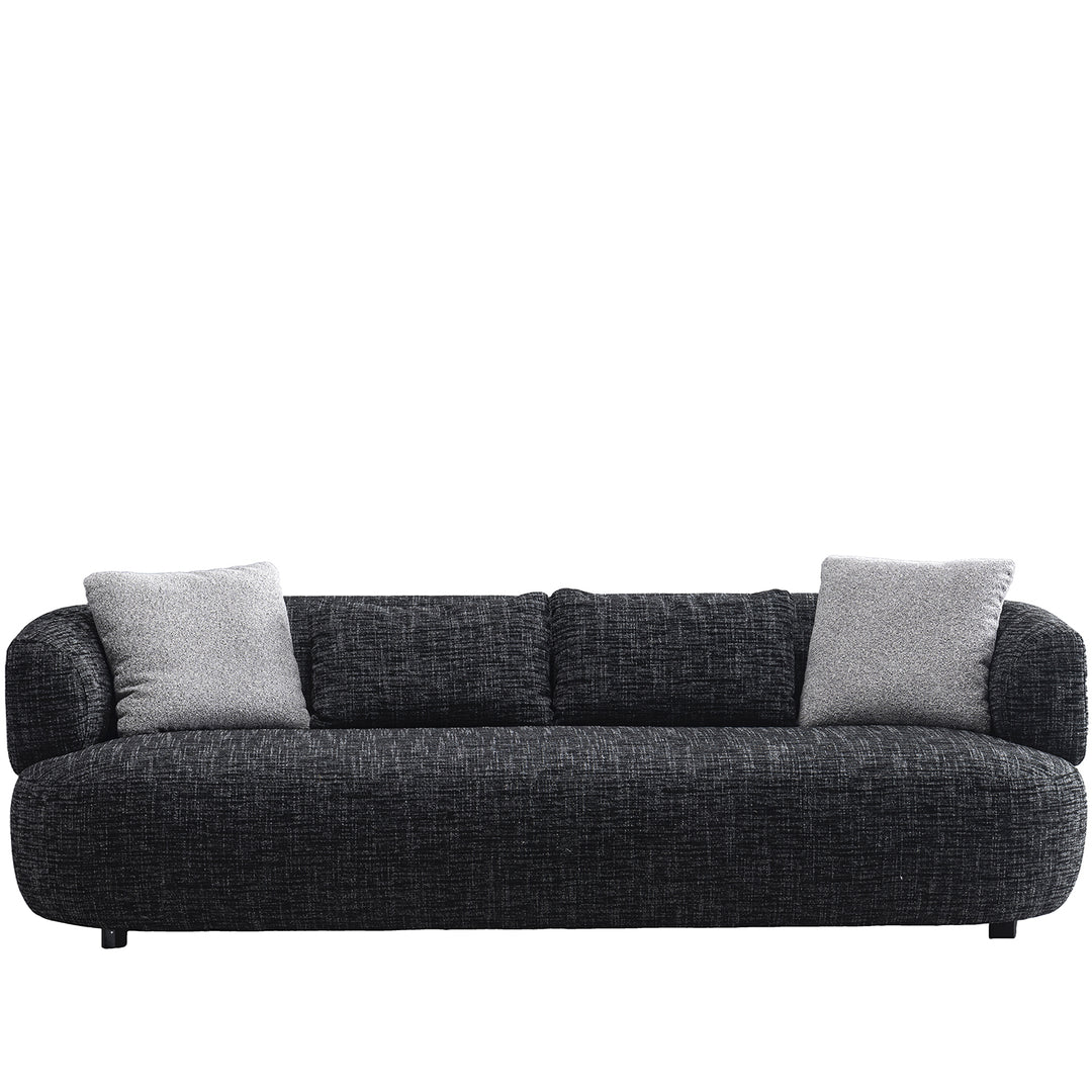 Cream mixed weave fabric 3 seater sofa noiry in white background.