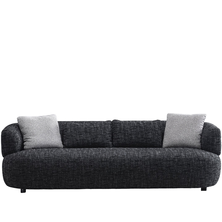 Cream mixed weave fabric 3 seater sofa noiry in white background.
