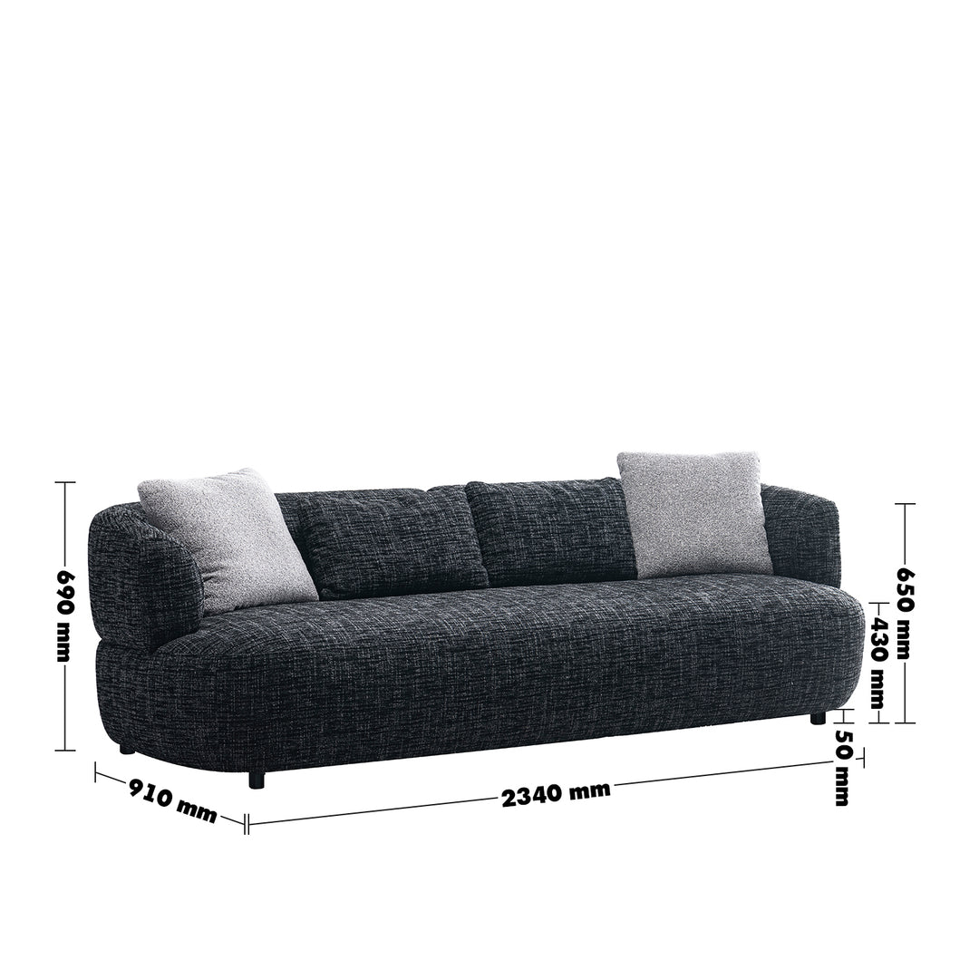 Cream mixed weave fabric 3 seater sofa noiry size charts.