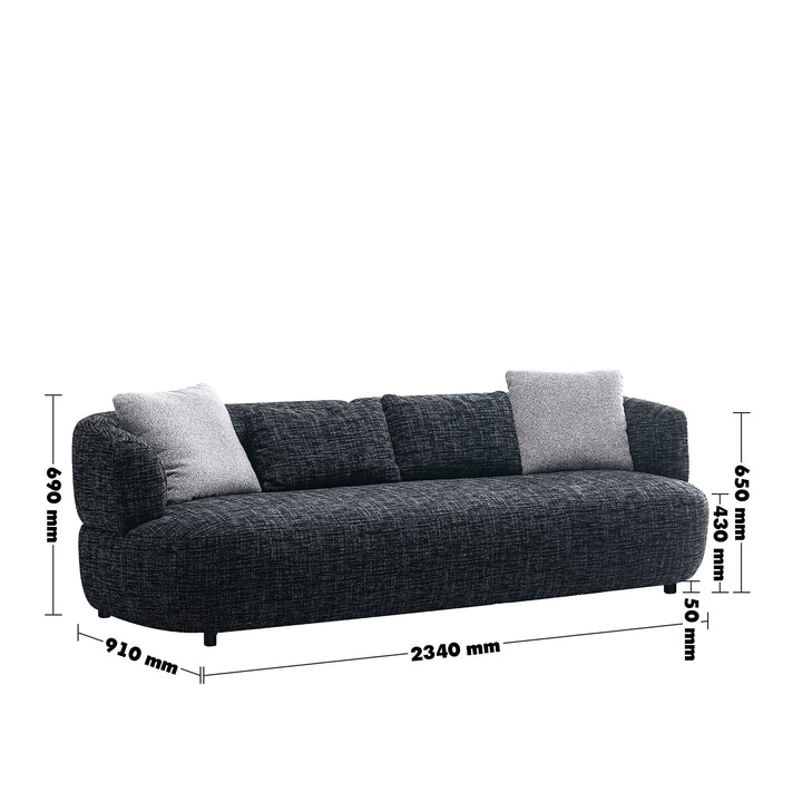 Cream mixed weave fabric 3 seater sofa noiry size charts.