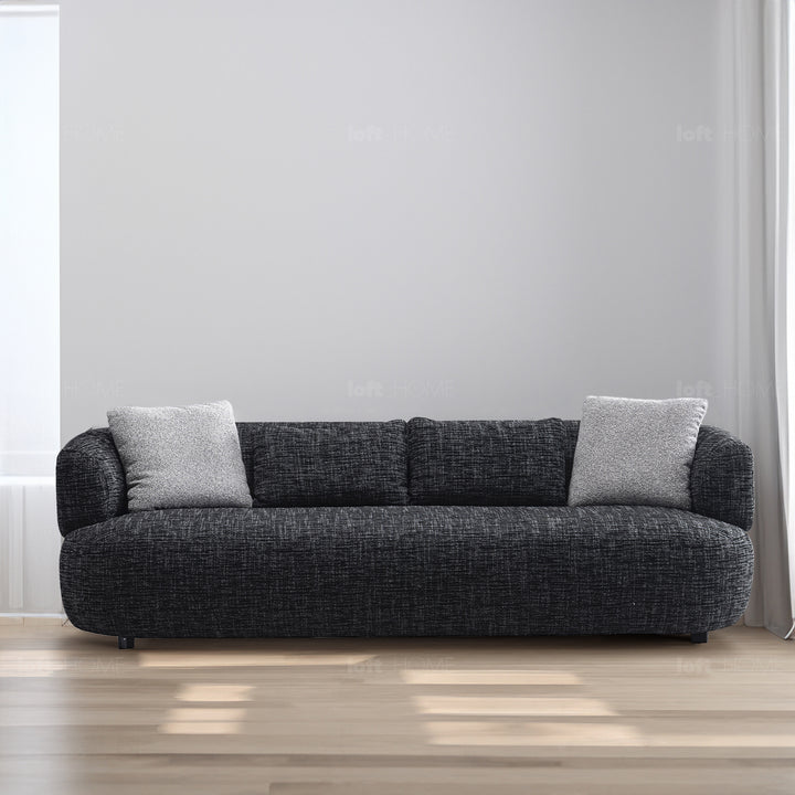 Cream mixed weave fabric 3 seater sofa noiry color swatches.