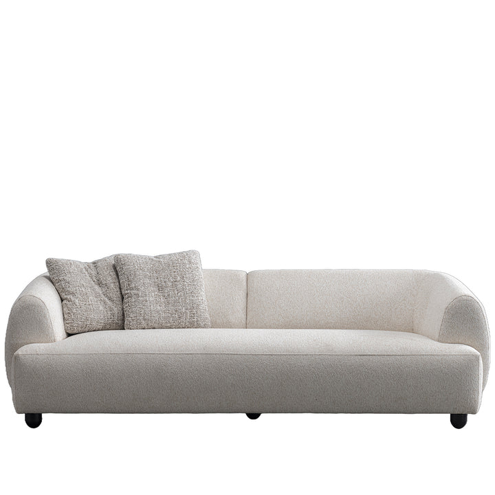 Cream mixed weave fabric 3 seater sofa puffy in white background.